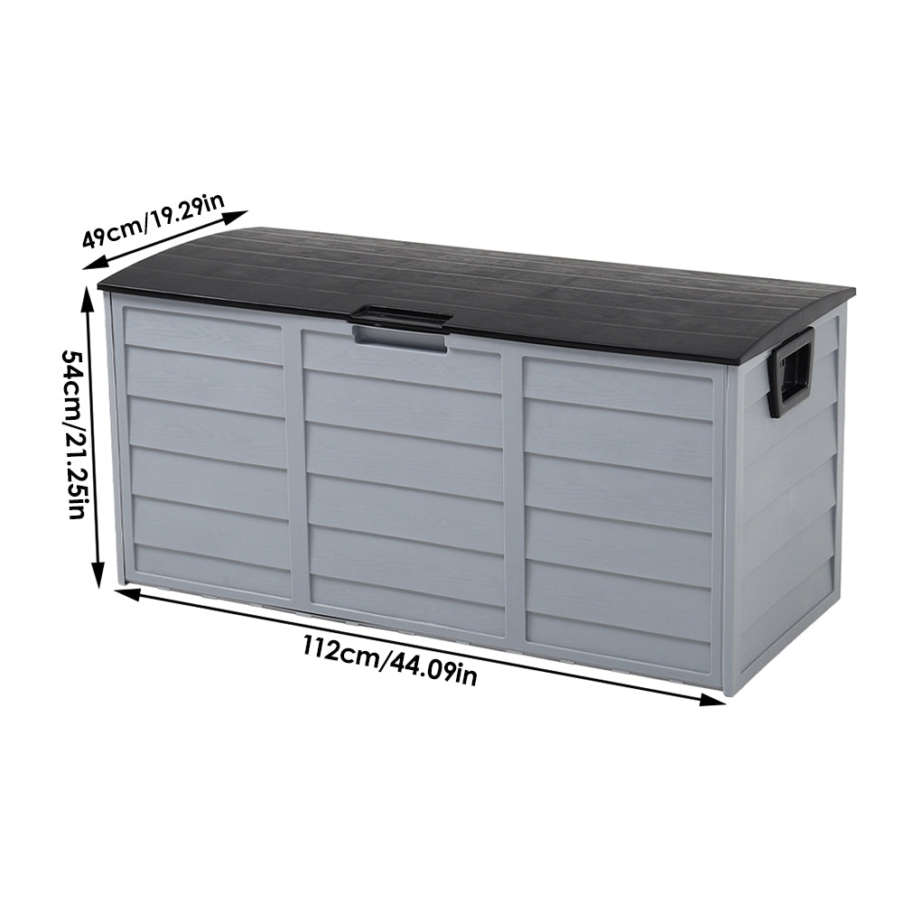 290l Waterproof Large Plastic Garden Storage Box With Wheels | Black