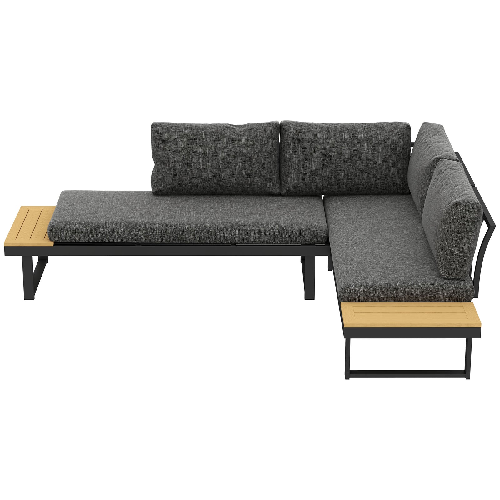 Outsunny 4 Seater L Shaped Aluminium Garden Furniture Set With Coffee Table