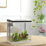 Aquarium 13/28l Glass Fish Tank W/ Filter, Led Lighting, Water Pump | White