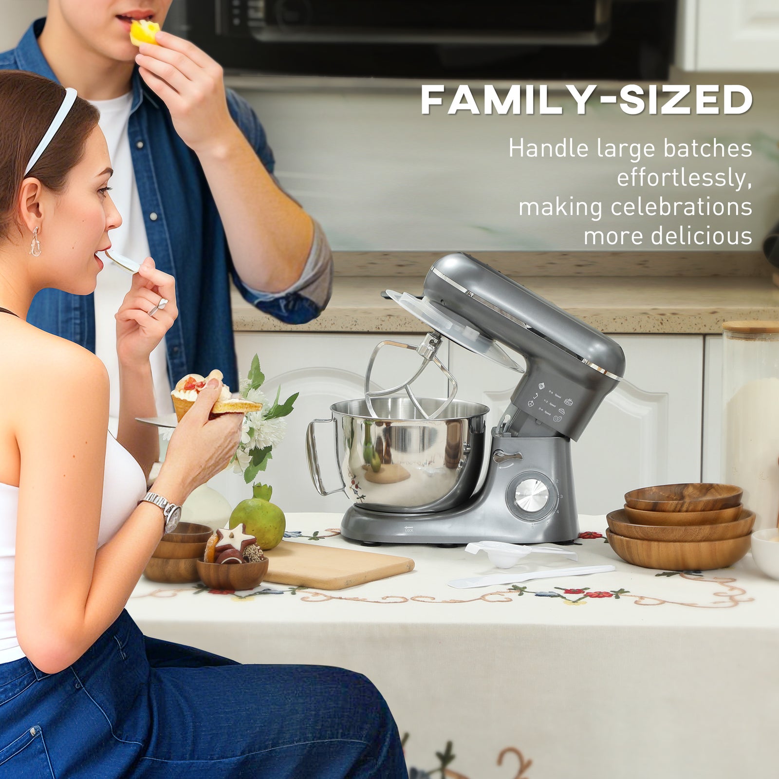 Electric Stand Mixer 4.5l Food Mixer With Dough Hook | Silver