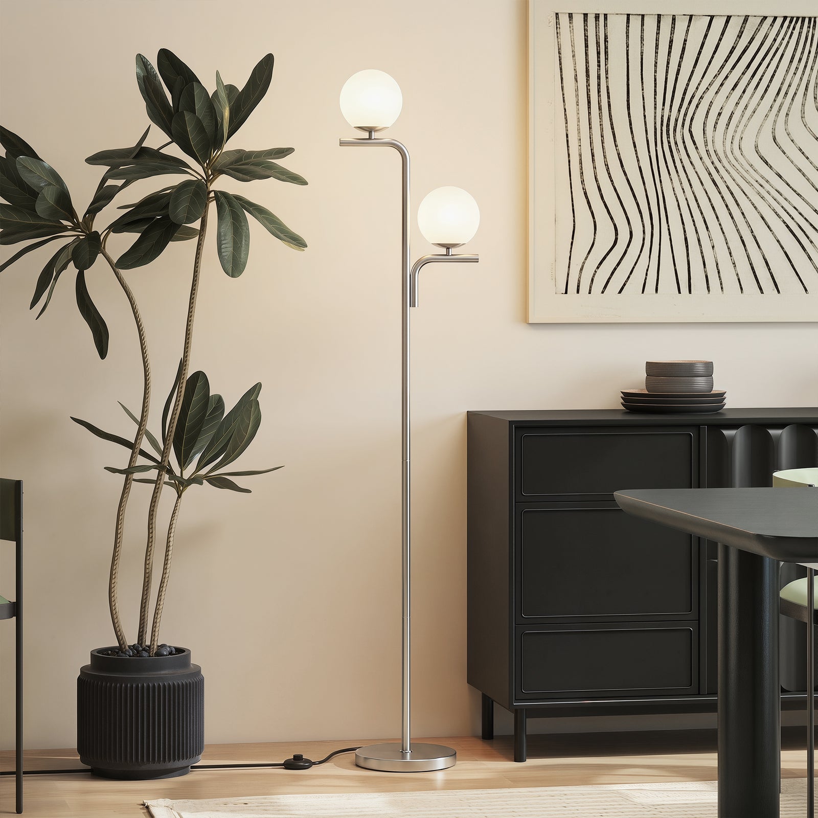 Floor Lamp With 3 Colour Temperatures, Modern Standing Lamp | Silver