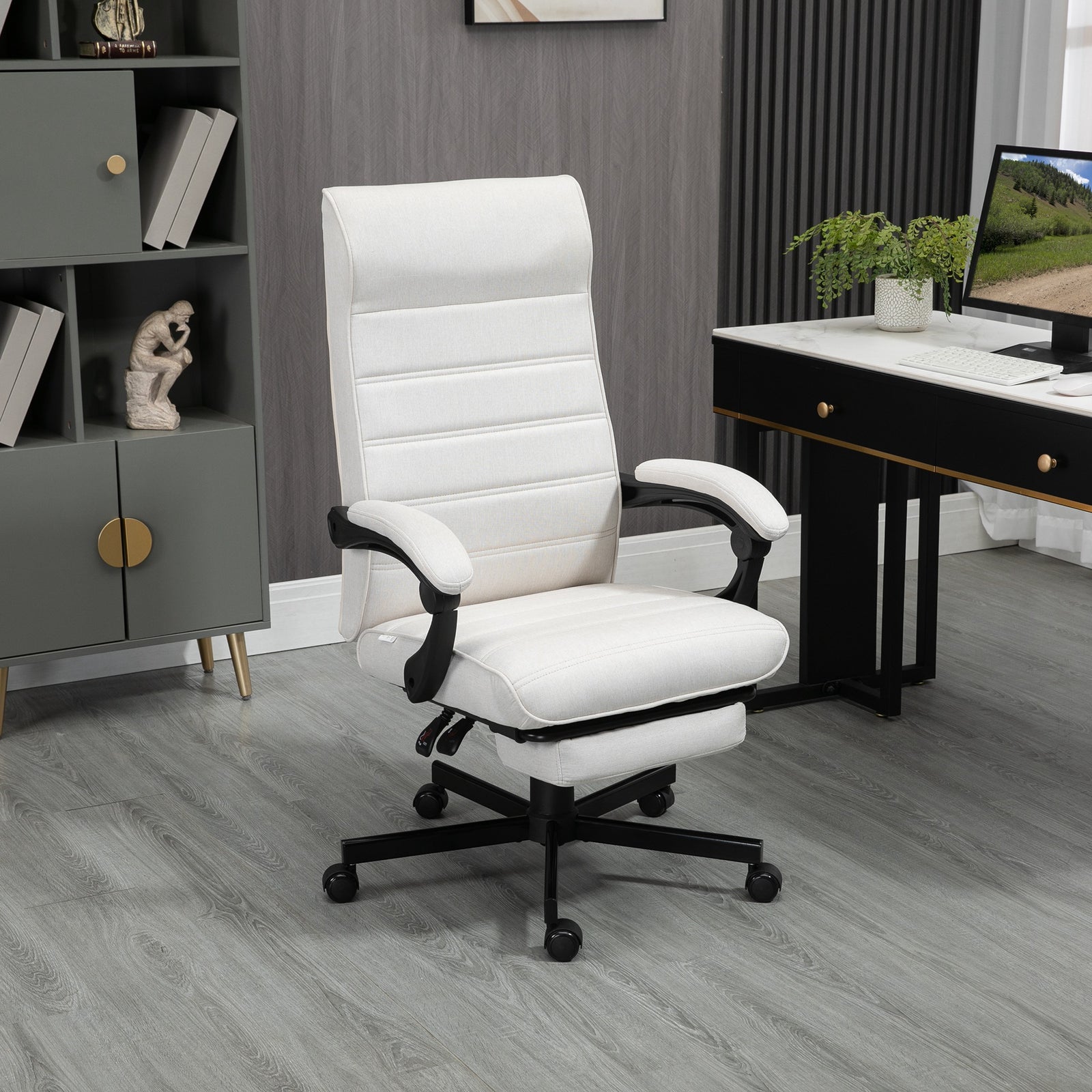High-back Reclining Office Chair | Cream