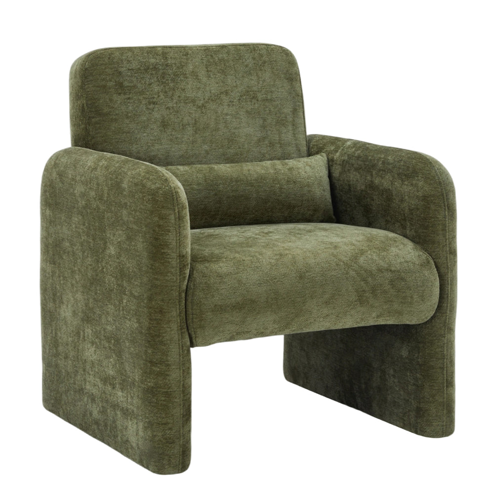 Chenille Modern Accent Chair With Lumbar Pillow | Green