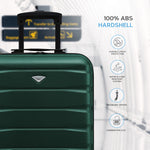 55x40x20cm Lightweight Luggage Hard Shell Cabin Suitcase 60+ Airlines Approved - Carry On Case - 4 Wheels | 55 x 40 x 20cm | Forest Green