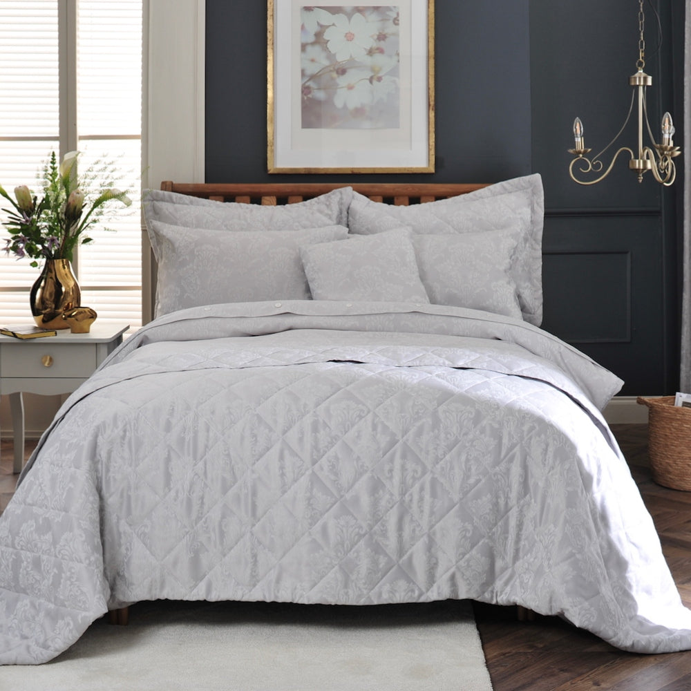 Versailles Jacquard Bedding – Delicate Detailing, Luxurious Comfort | King | Silver Grey