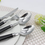 Cutlery Sets Stainless Steel Black Pp Handle 24 Piece Set