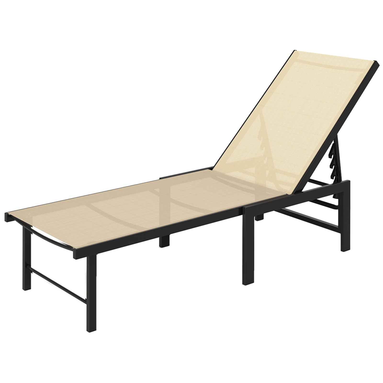 Sun Lounger, 5-level Reclining Sunbed | Khaki