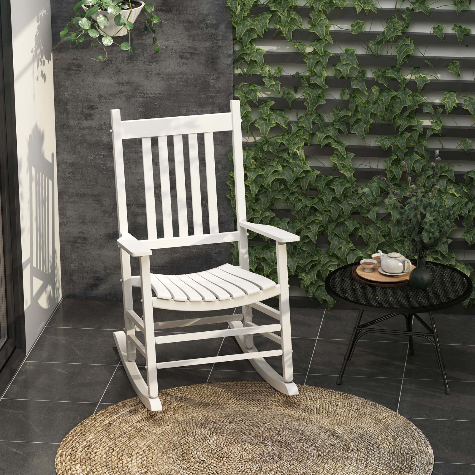 Porch Rocking Chair Wooden Rocker | White