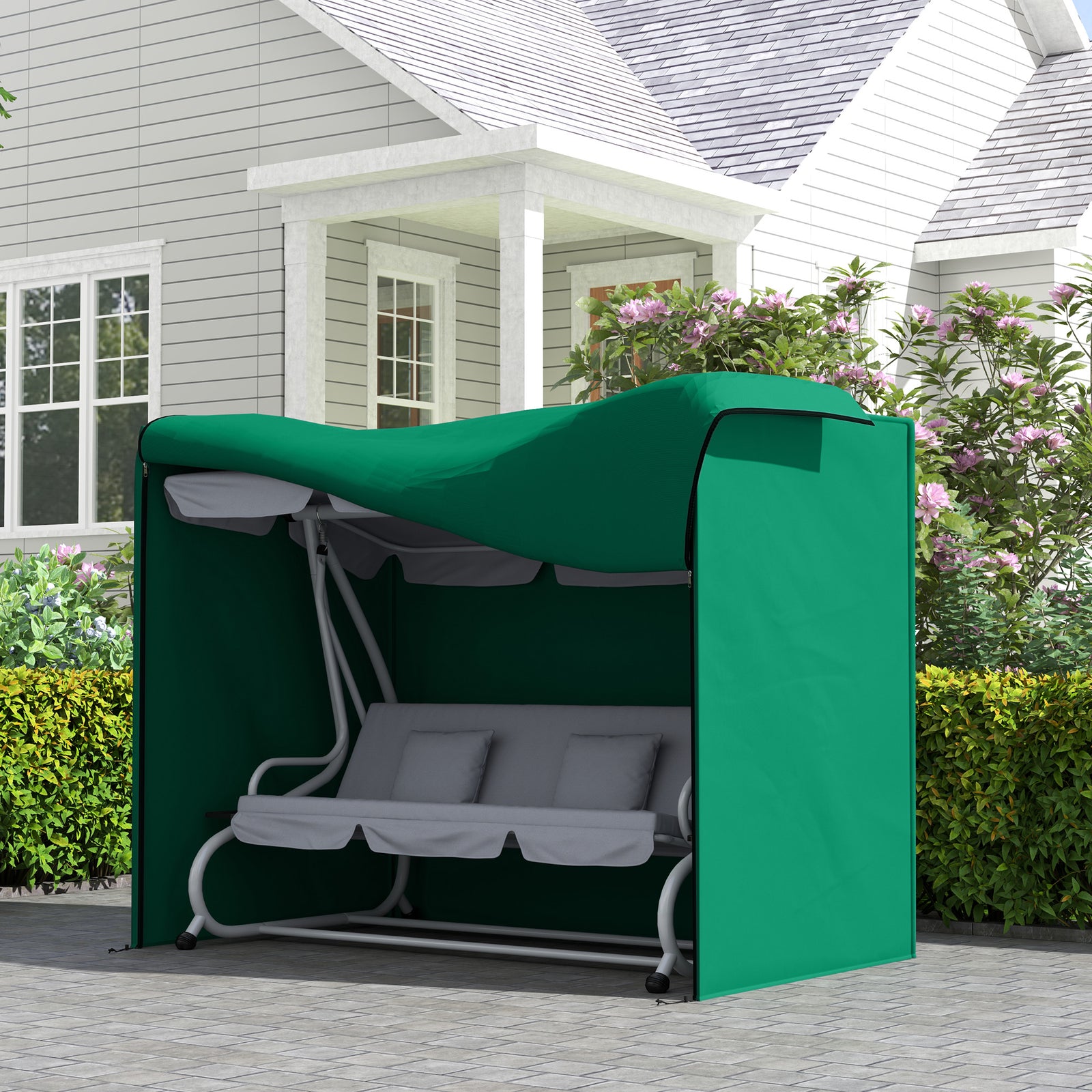 3 Seater Garden Swing Chair Cover, Windproof And Anti-uv | Green