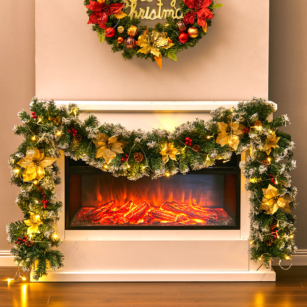 270cm Spruce Artificial Greenery Christmas Garland With 50 Led Warm White Lights | Yellow