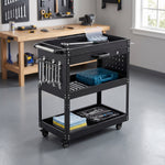 Breeins 3-tier Tool Cart With Lockable Drawer And 10 Hooks