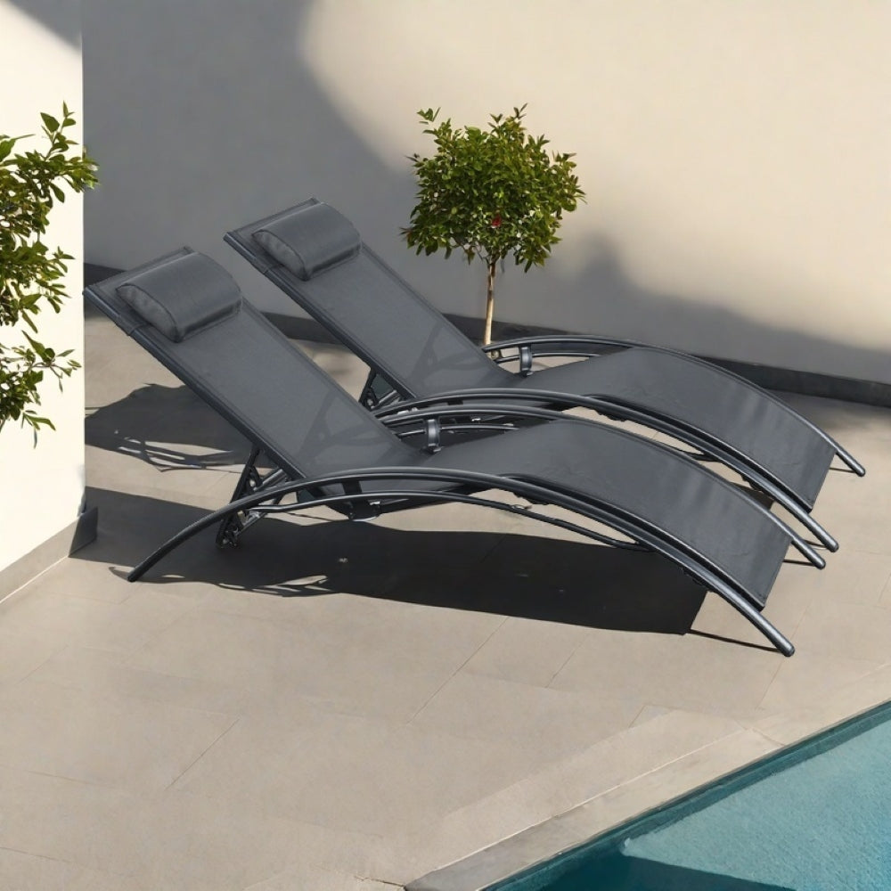 Pair Of Bali Sun Loungers | Set of 2 | Black