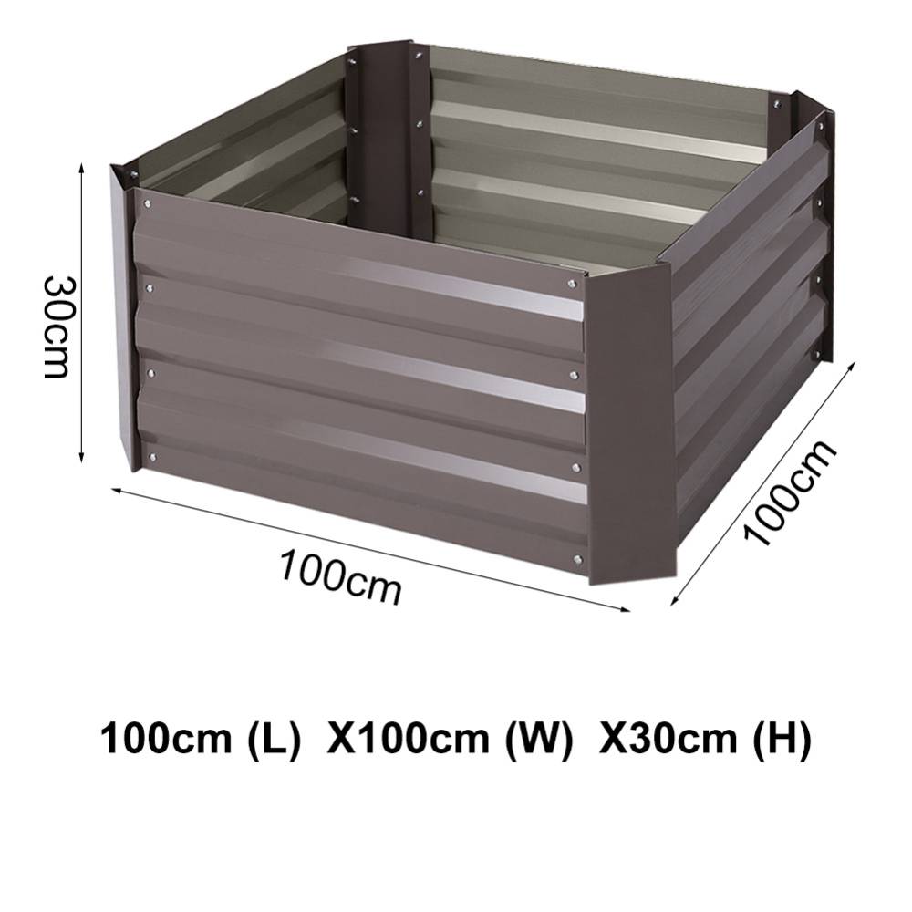 Galvanized Steel Square Raised Garden Bed Planter Box | Small | Brown