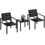 3 Pieces Garden Bistro Set For 2, Outdoor Bistro Table And Chairs | Black