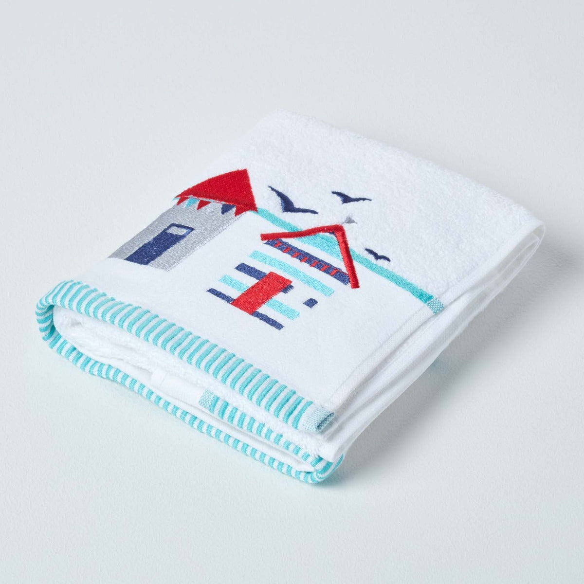 White And Blue Beach Hut Design Towels | Hand Towel | Blue & White
