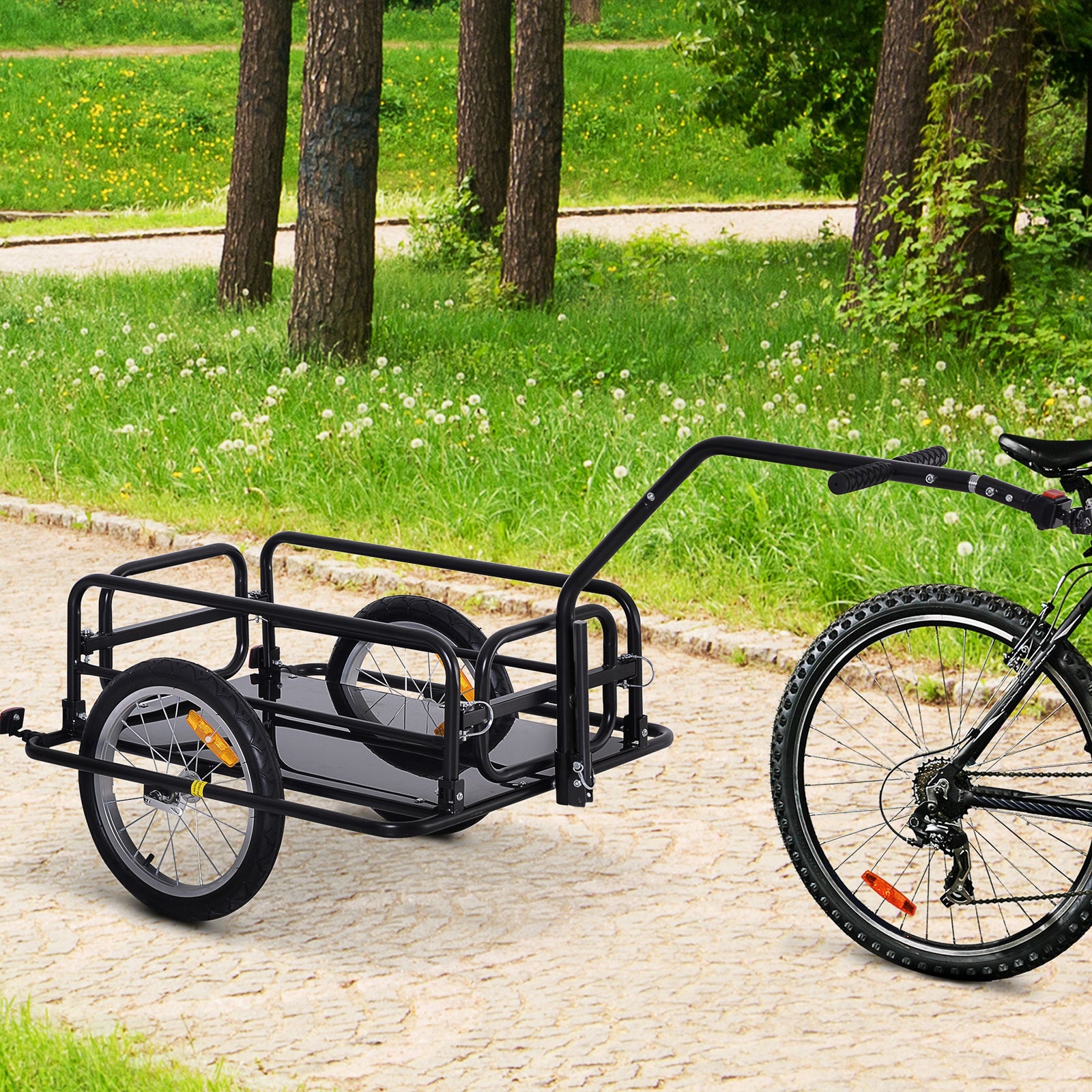 Folding Bicycle Cargo Cart With Hitch Black