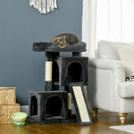 Cat Rest & Play Activity Tree W/ 2 House Perch Scratching Post | Black