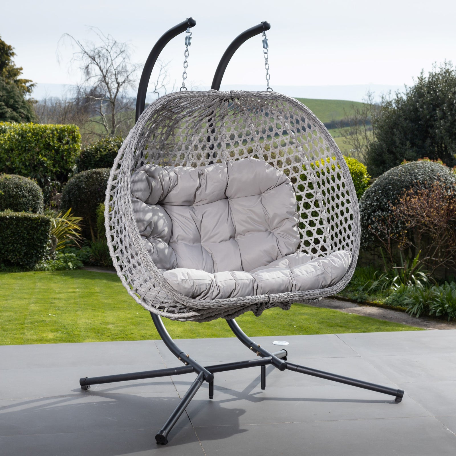 Beauchamp Swinging Double Garden Seat | One Size | Light Grey