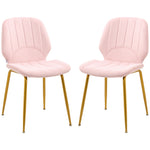 Velvet Upholstered Dining Chair Set Of 2 | Pink