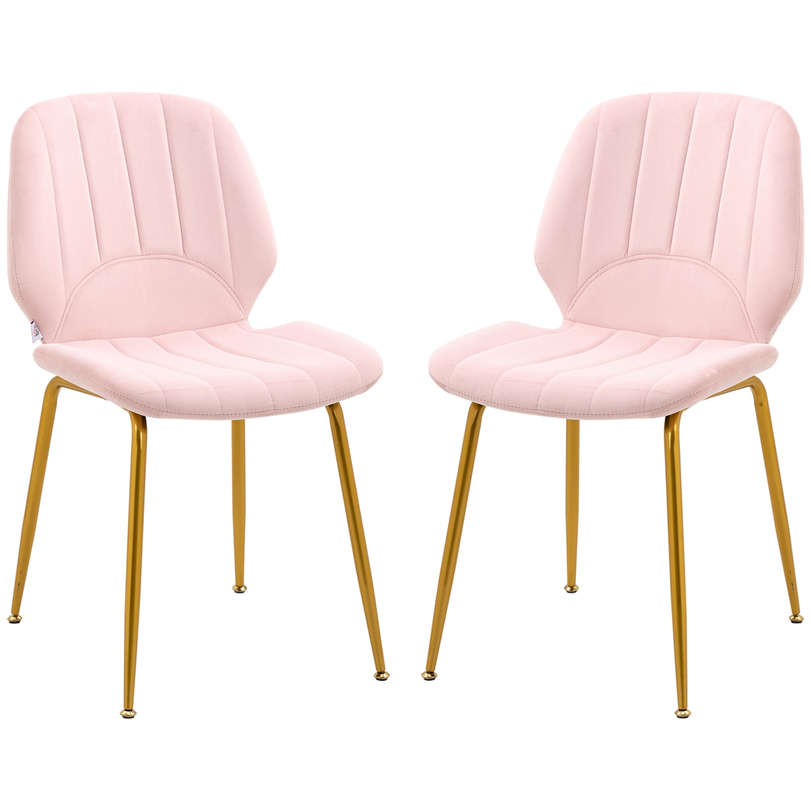 Velvet Upholstered Dining Chair Set Of 2 | Pink