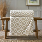 Oxton Printed Heavyweight Plush Fleece Large 150x180cm Throw | 150cm x 180cm | Cream