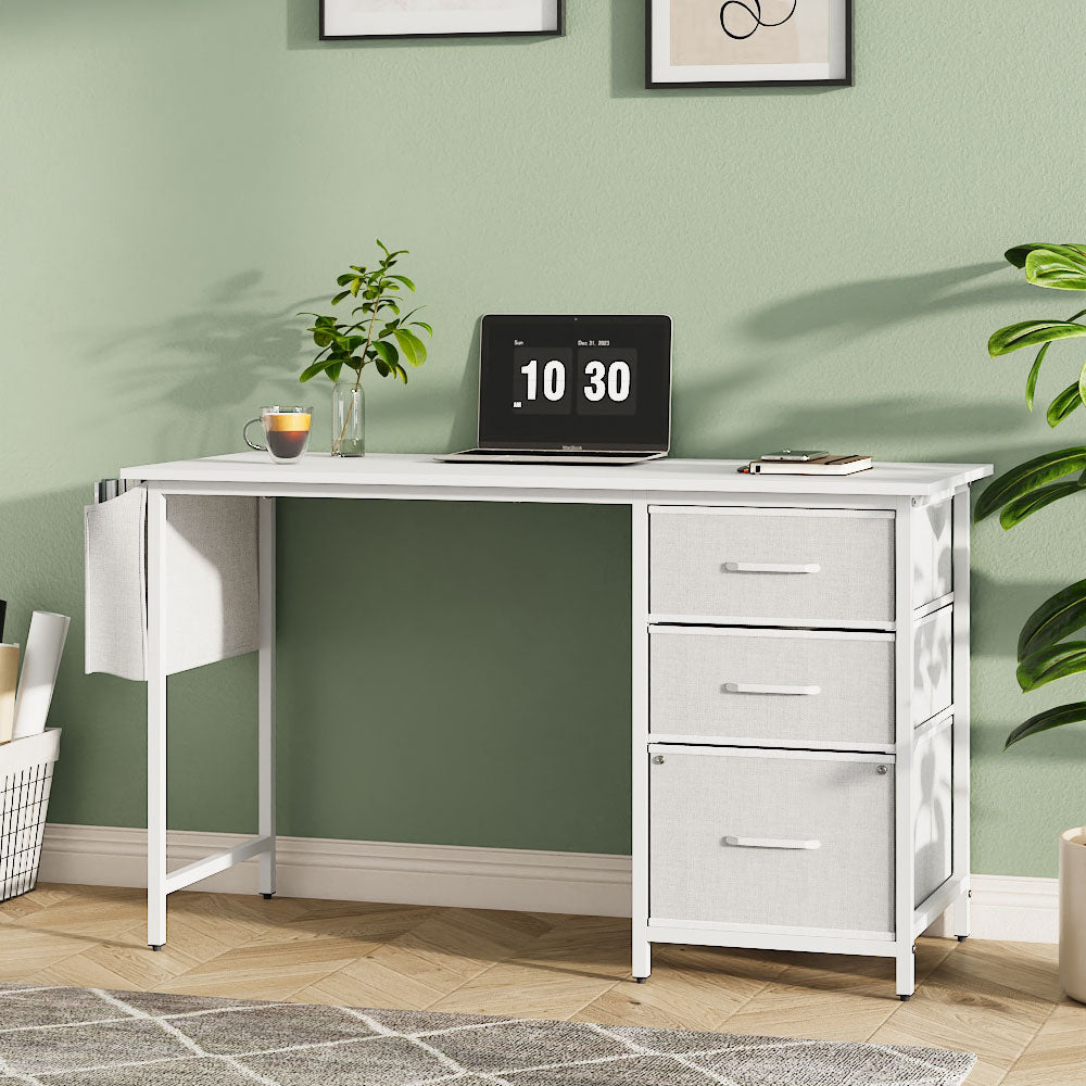 Multipurpose White Metal Frame Computer Desk For Home Office