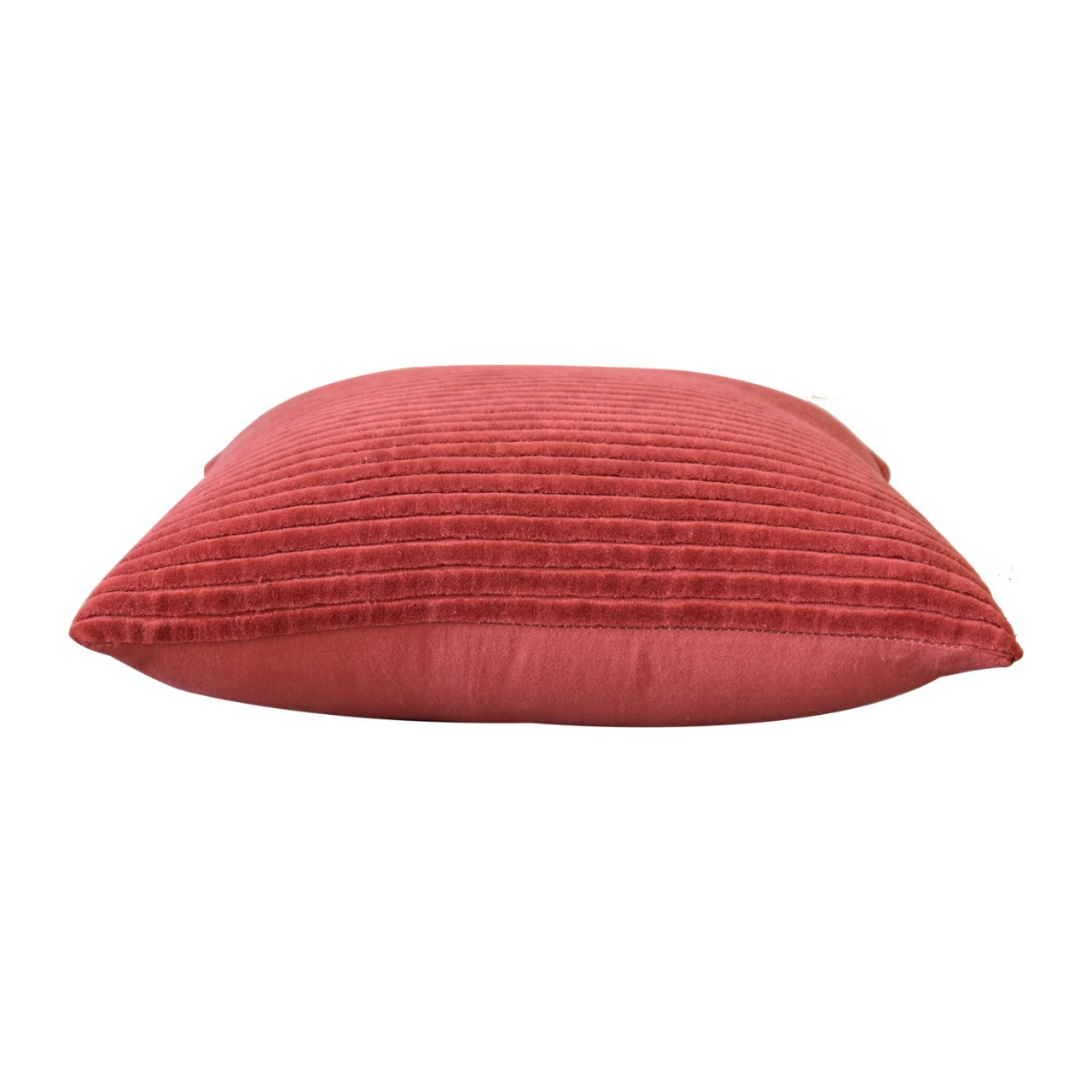 Ribbed Cushion Set, Velvet Fabric | Set-of-2 | Red