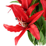 Pack Of 6 X 100cm Large Red Lily Stem - 18 Flowers
