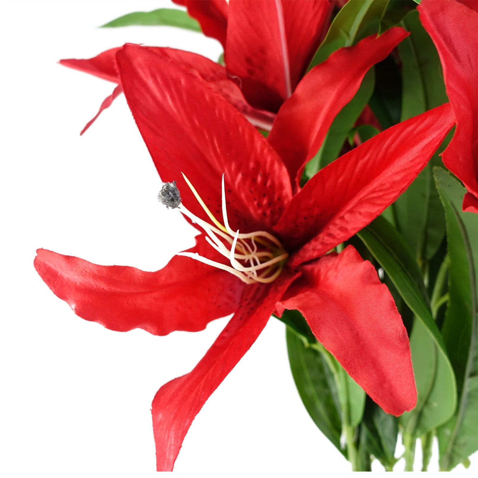 Pack Of 6 X 100cm Large Red Lily Stem - 18 Flowers
