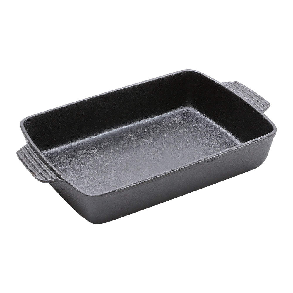 32.5cm W X 23cm D Black Rectangular Cast Iron Baking Pan