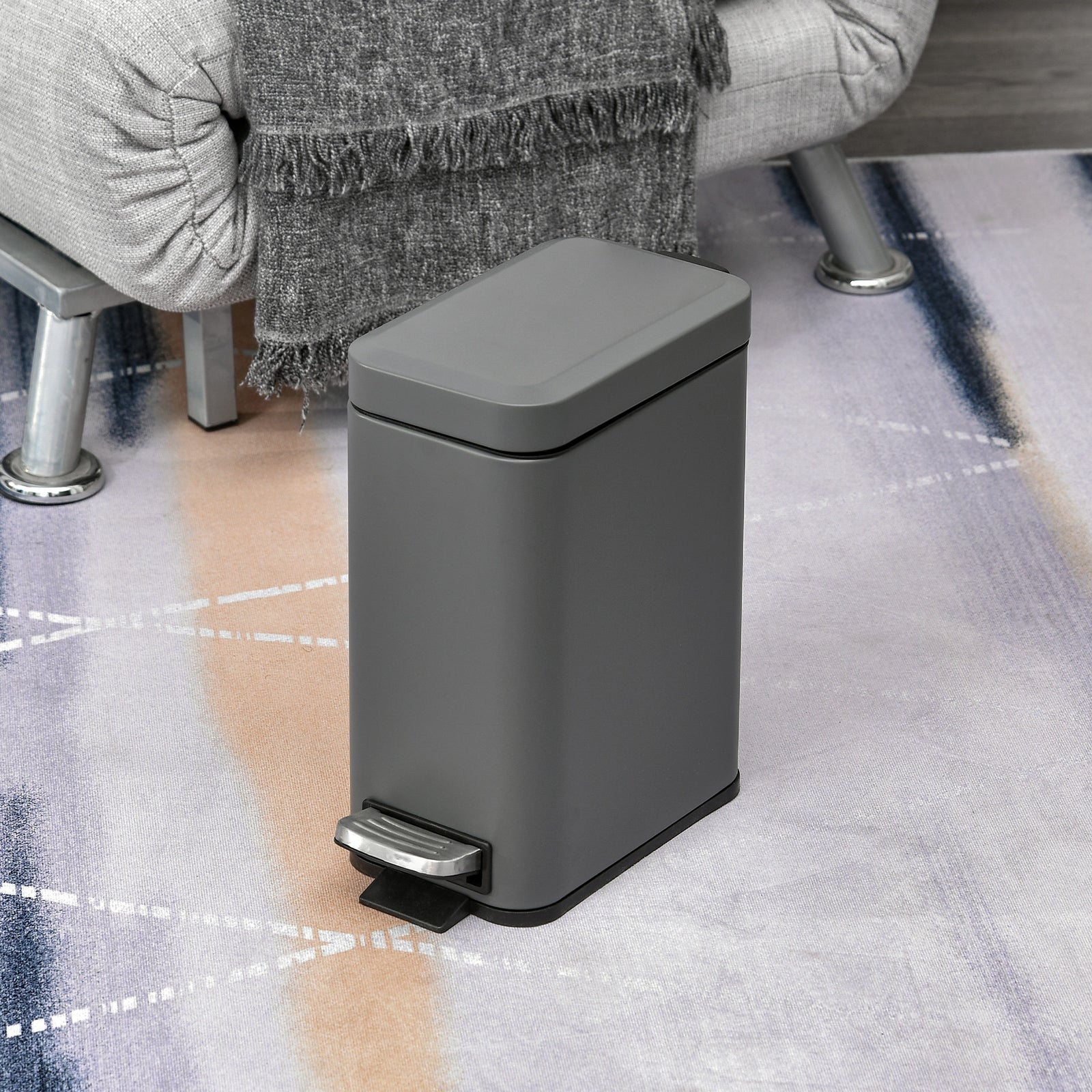 5l Steel Waste Trash Can Pedal Rubbish Garbage Storage | One Size