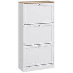 Narrow Shoe Cabinet With 3 Flip Drawers For 18 Pairs