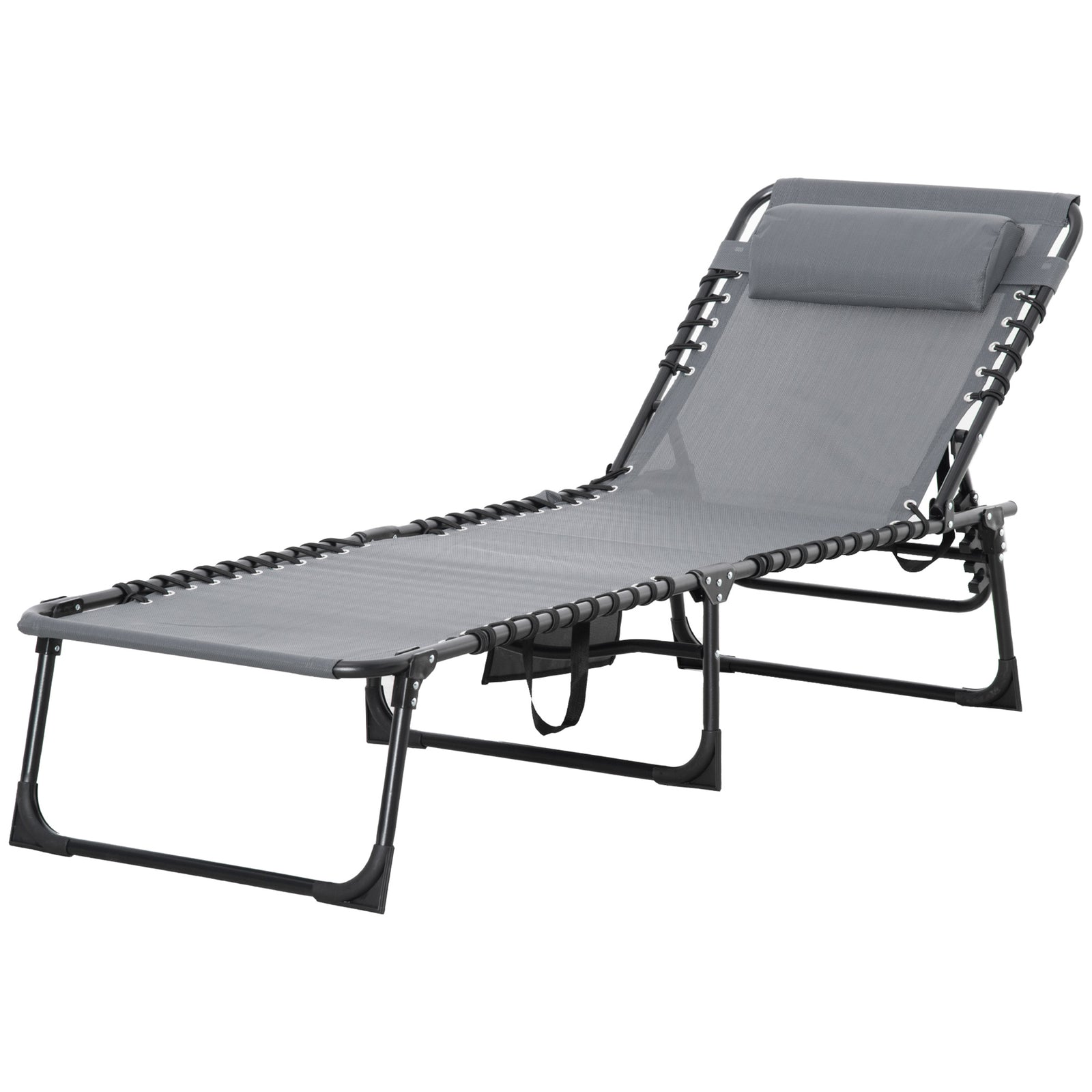 Lounger Reclining Camping Bed 5-position Adjustable