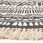 Mandala Printed 100% Cotton Round Rug | 140cm | Black & White