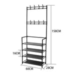 Entryway 4 Tier Shoe Rack With Coat Hanger | Black