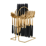 24-piece Stainless Steel Cutlery Set With Storage Rack | Black