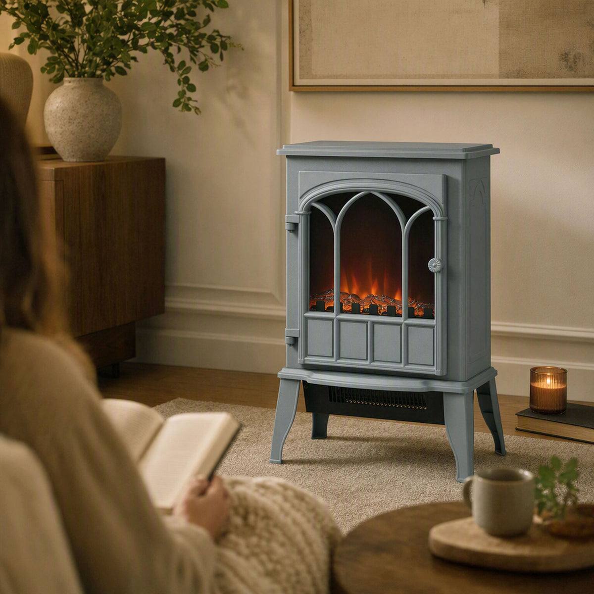 Electric Log Burner With Led Flame Effect 1000w/2000w