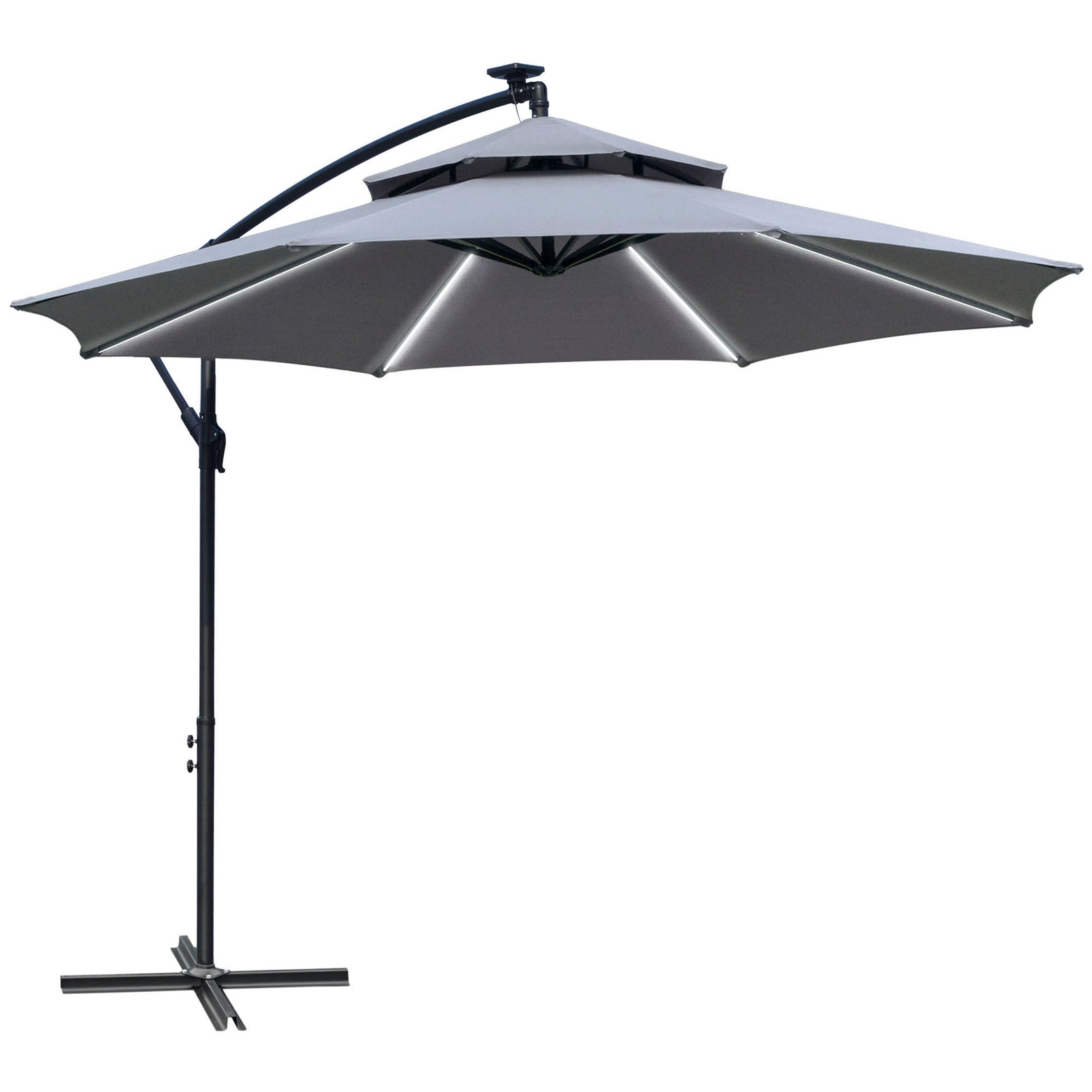 3m Cantilever Banana Parasol W/ Led Solar Lights