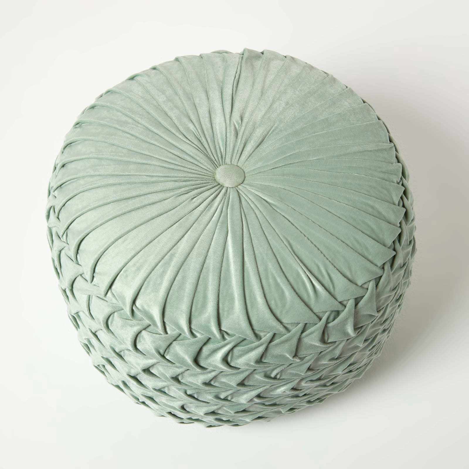 Grace Pleated Velvet Pouffe | 50cm x 35cm | Green
