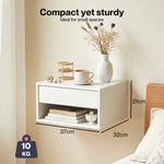 Bedside Table Floating Set Of 2 Wall Mounted Drawer Open Shelf White | White