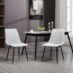 HOMCOM Linen Upholstered Dining Chairs, Steel Legs