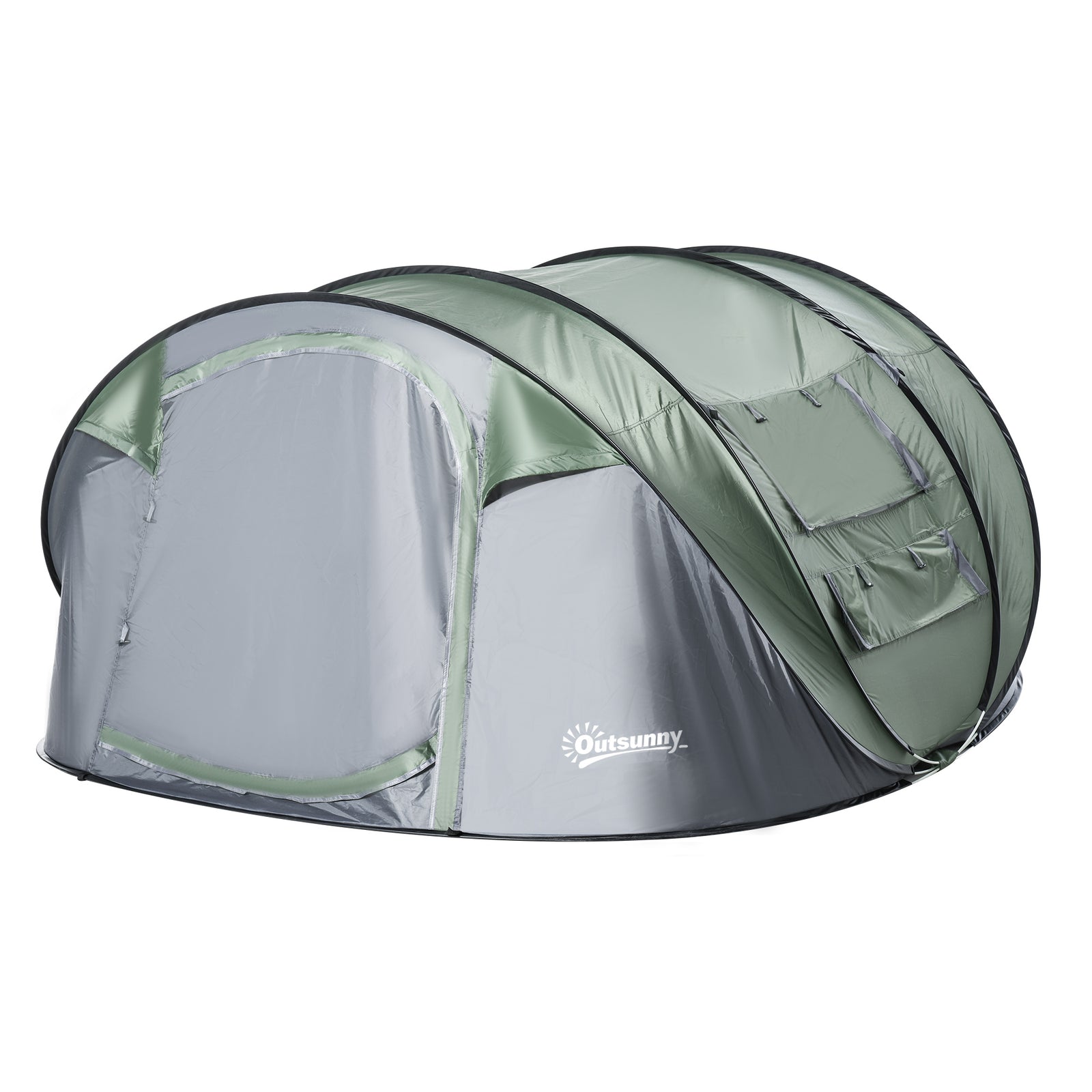 4-5 Person Camping Tent Dome Pop-up Tent  With Windows | Dark Green