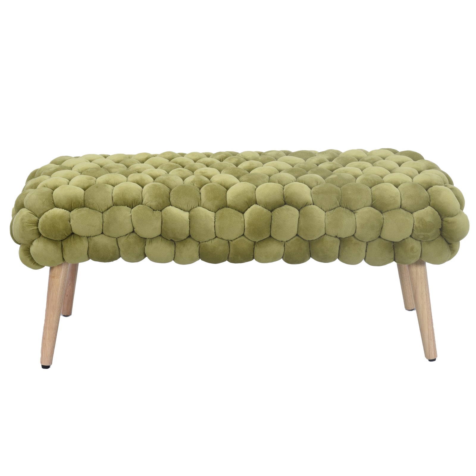 Cushla Bubbly Velvet Large Footstool | Green