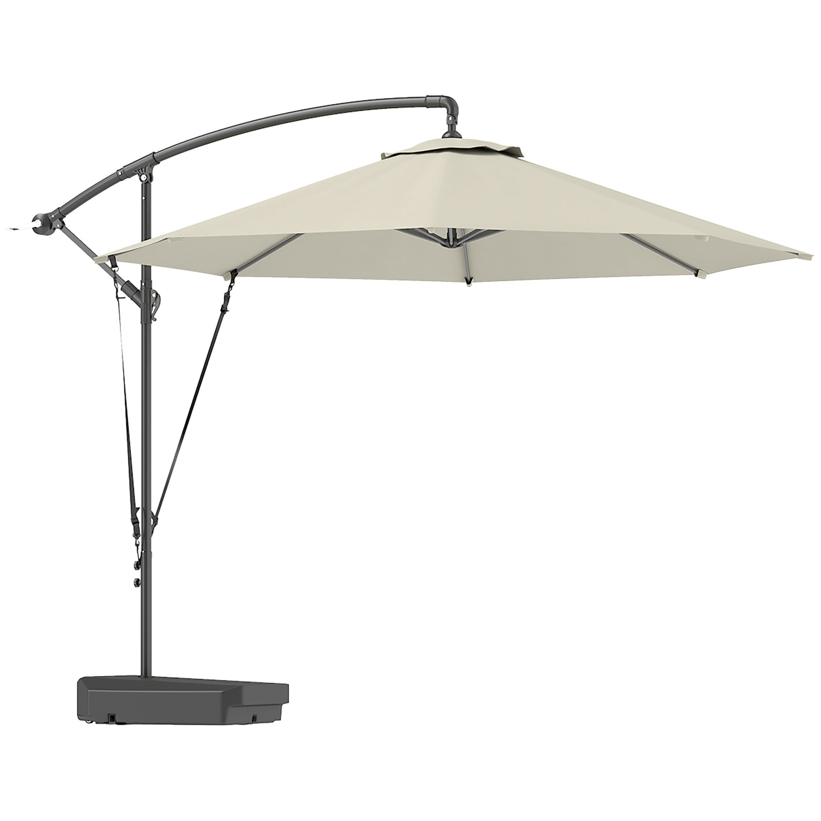 Garden Cantilever Parasol W/ Cover Weighted Base Wind Strap | Cream
