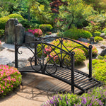 102lx48wx49h Metal Garden Bridge With Railings, Black