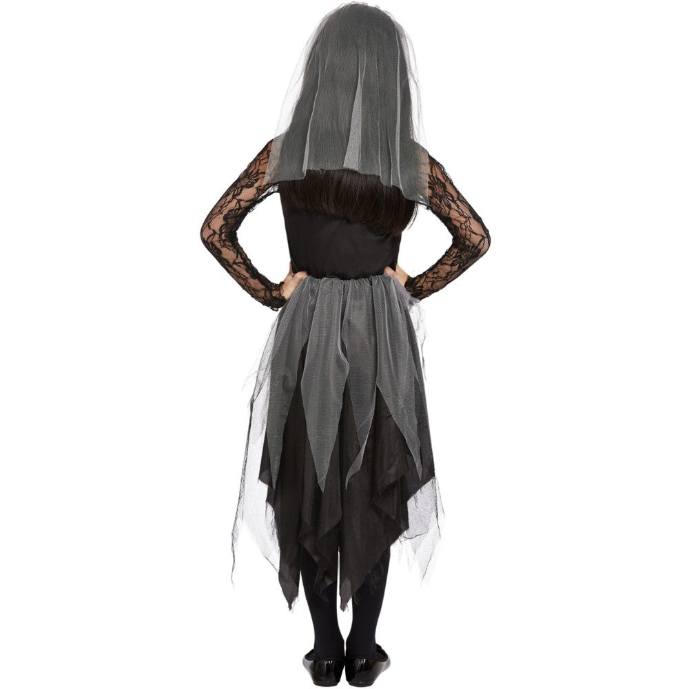 Girls Black Graveyard Bride Costume | Age 7-9