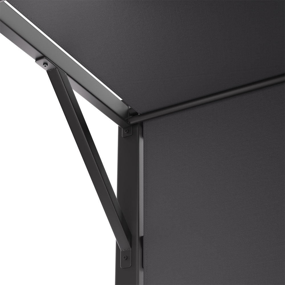 2.95m X 2.95m Steel Retractable Pergola With Flat Dark Grey Canopy Outdoor Sun Shelter For Garden Or Backyard