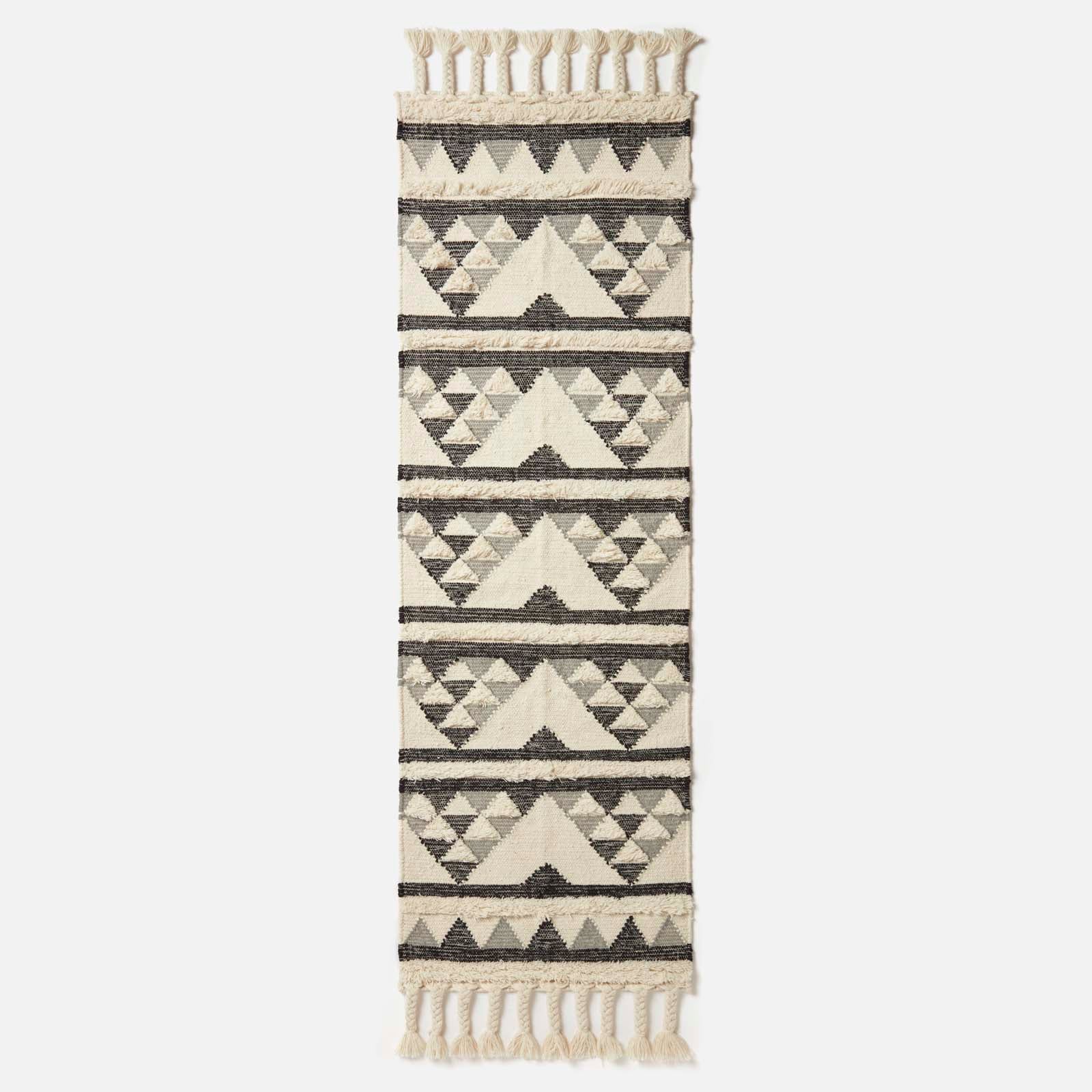 Kota Black & Grey Kilim Wool Rug | 200cm | Black & Grey