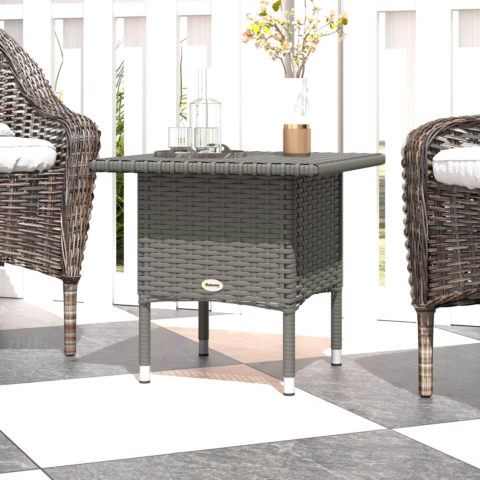 Pe Rattan Outdoor Coffee Table, Easy Match Rattan Side Table