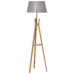 Tripod Floor Lamp Light E27 Base With Fabric Shade Shelf | One Size | Gray